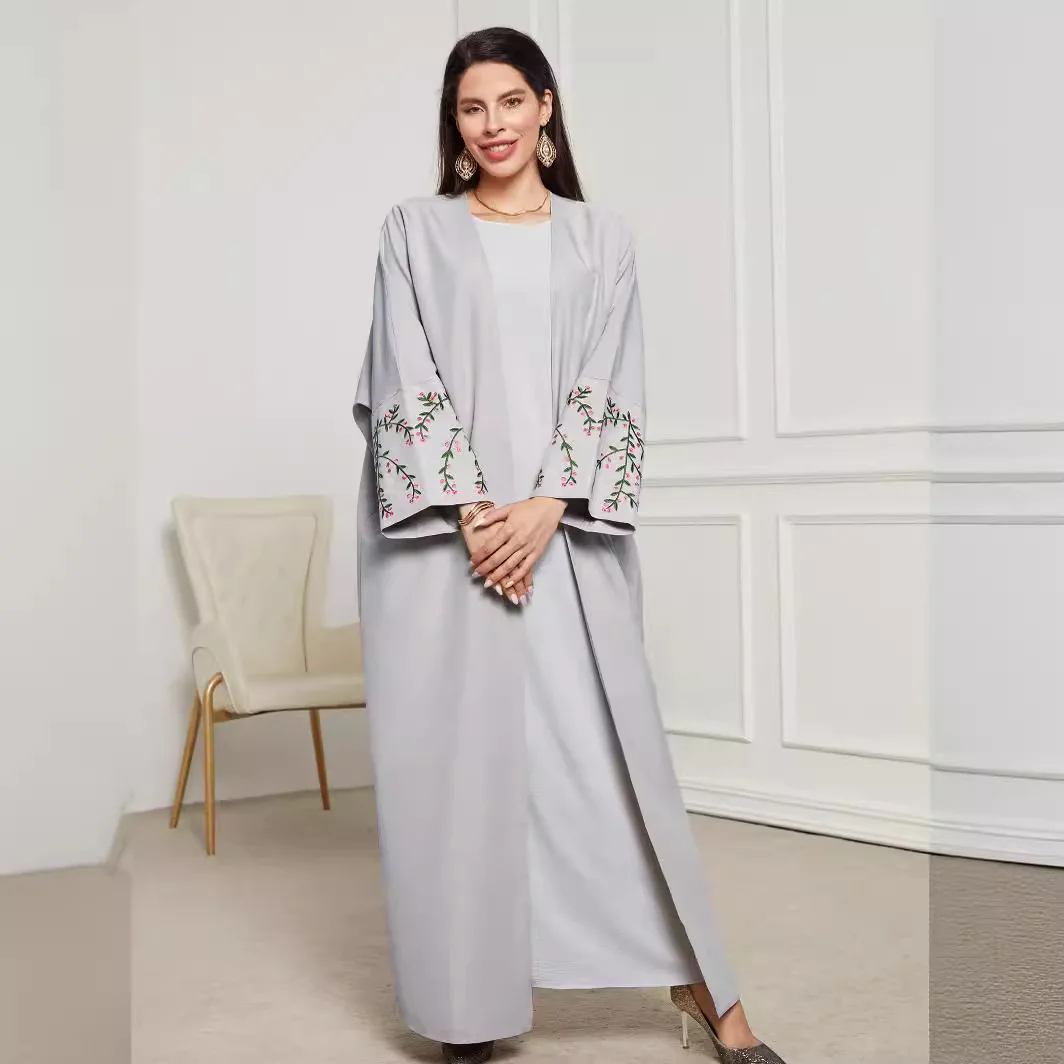 

Однотонные абайи, женское мусульманское платье, кимоно, химар, платья, Kebaya, вышивка, Рамадан, хиджаб, Абая, джилбаб, Дубай, халат, Ид, исламская одежда