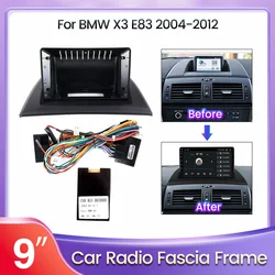 9 Inch Android Car Radio Fascia Video Panel Player Stereo Audio Dash 2 Din Frame Dashboard Mount Kit For BMW X3 E83 2004 - 2012