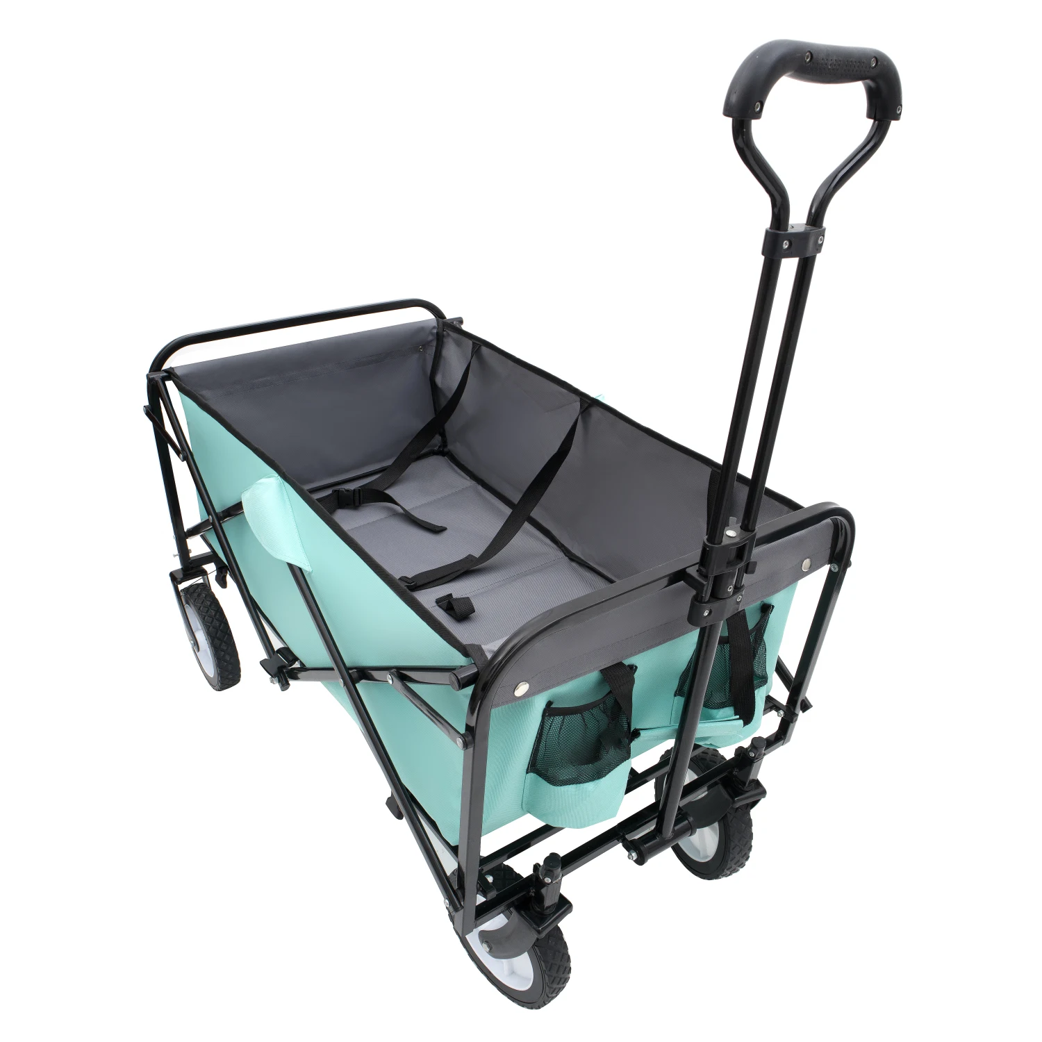 Collapsible Green Utility Wagon Cart - 225lbs Support, All-Terrain Wheels