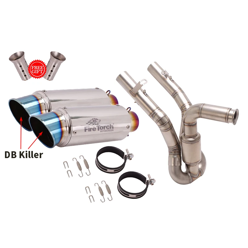 For Duke 125 250 390 KTM390 RC390 RC250 2017-2020 Motorcycle Exhaust Escape Moto System Mid Link Pipe High Position With Muffler