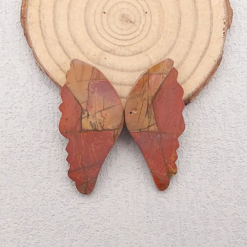 Handmade Carved Natural Multi-Color Picasso Jasper Wing Shape Cabochon, Semi-Precious Stones for Jewelry Making