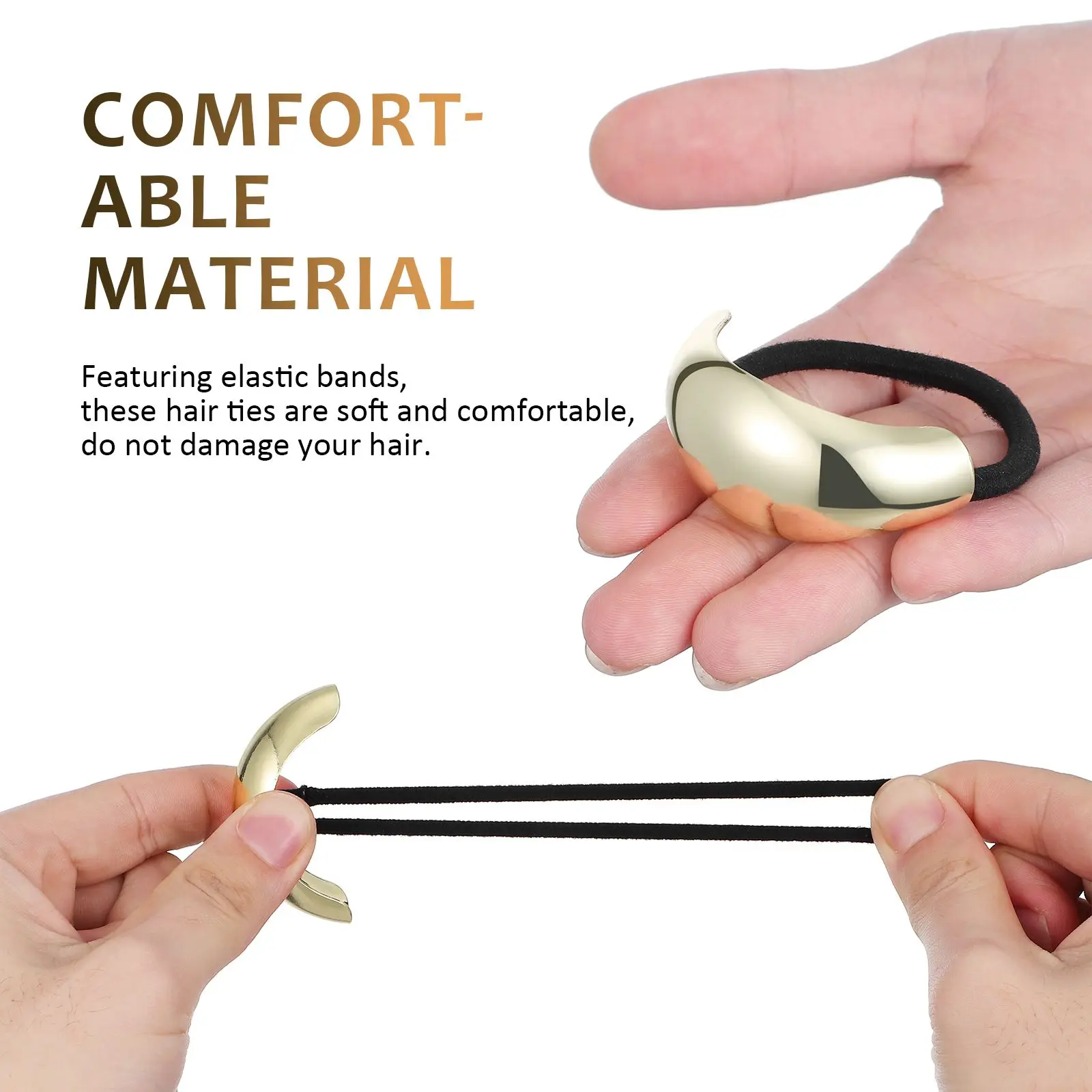 3 pcs Geometric Elastic Hair Cuff Ponytail Holder Hair Ties Metal Hair Rope Tie Bands for Women Girls Hair Accessories
