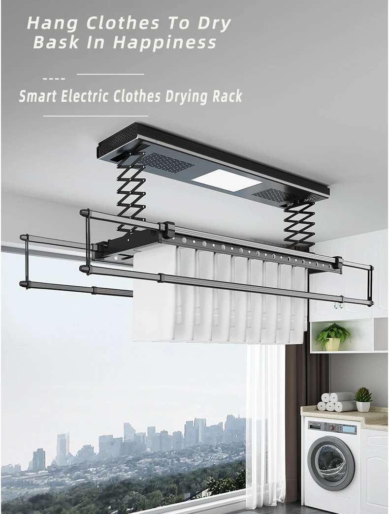 منتجات الغسيل خط الملابس الكهربائية الداخلية أنظمة الإضاءة التلقائية رف تجفيف الملابس مجفف القماش الكهربائي الذكي