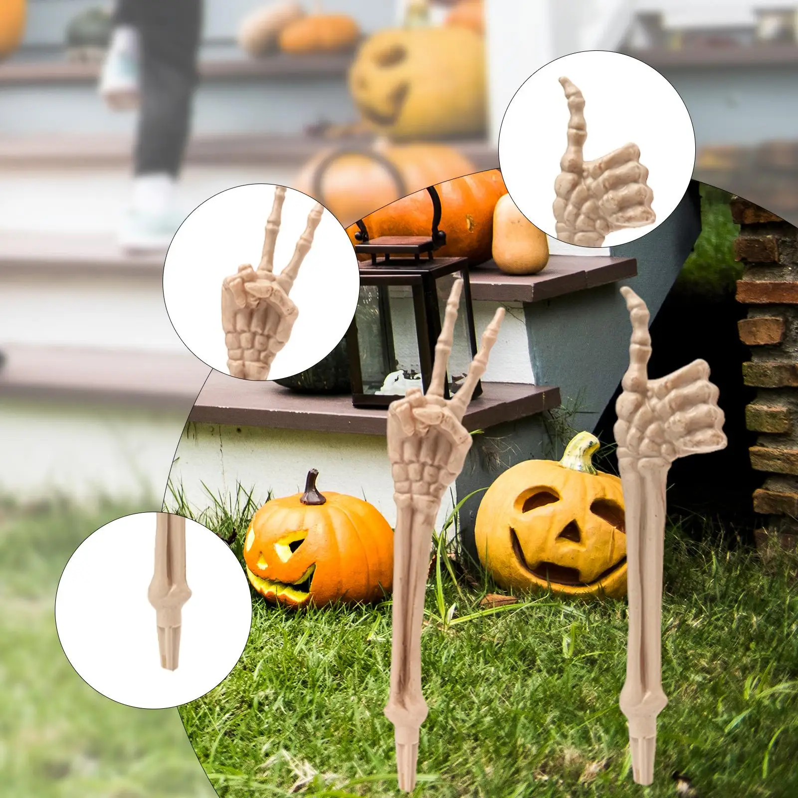 Halloween Skeleton Lawn Stake Realistic Skull Arms Outdoor Yard Sculpture Garden Decoration for Halloween Parties