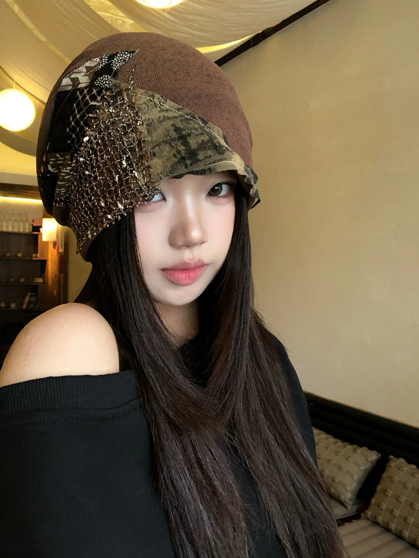 Retro Ethnic Patchwork Bucket Hat Women's Spring Summer New Style Small Audience Design Loose Head Circumference Cap