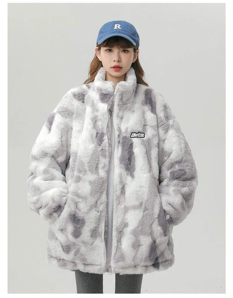 

Lamb Wool Jacket Dark Green Woman Oxford Autumn Winter Bright Cool Multi Color Coat Clothes Leisure Collared Foldable Fall Style