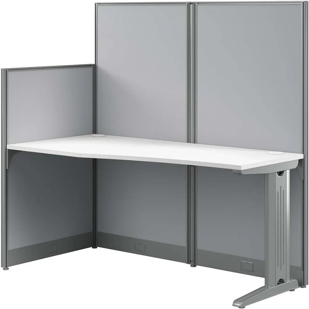 Office in an Hour Straight Cubicle Desk | Modern Computer Table with Privacy Panels for Commercial Workspace, 65W x 33D