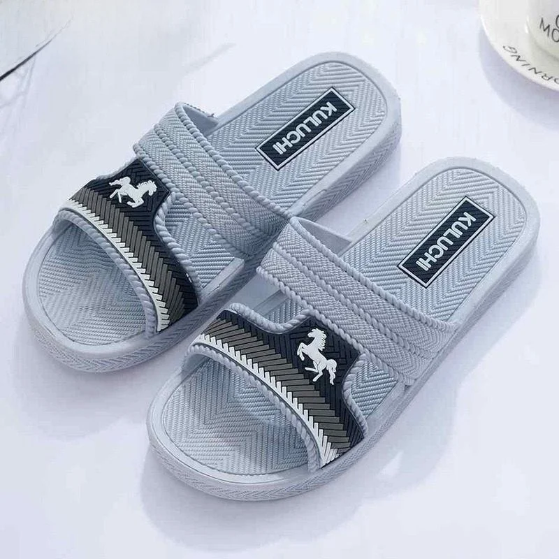 

Men's Slip-resistant Indoor Plastic Slippers Summer Home Use Thick Bottom Simple Style Artificial Leather Shoe Upgraded Version