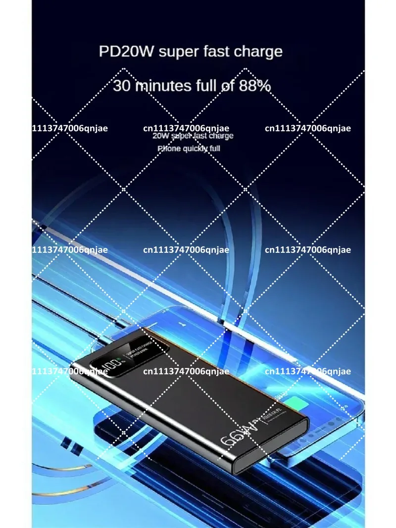 30000mAh 66W Fast Charging Portable Power Bank PD 20W External Battery Pack for 14 13 Pro Android USB C