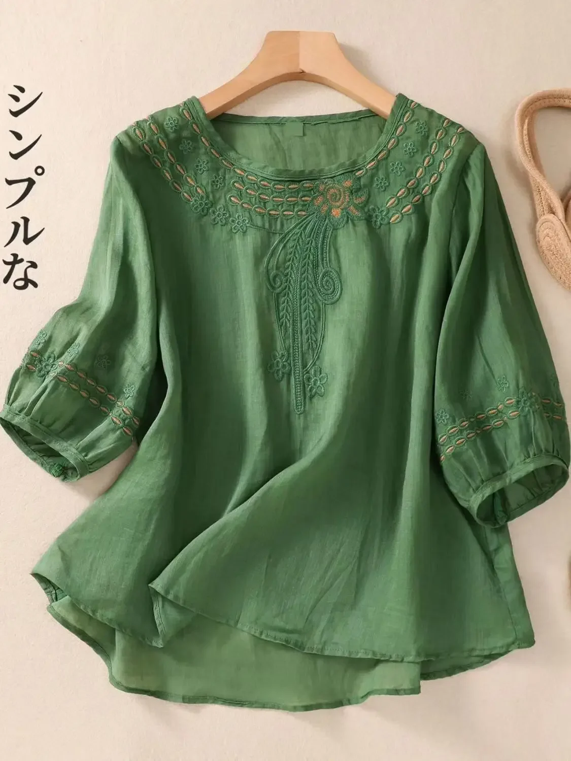 

Chinese Style Vintage Floral Printed Tang Suit Blouse For Women Summer Retro Stand Collar Ethnic Style Cotton And Linen Shirt