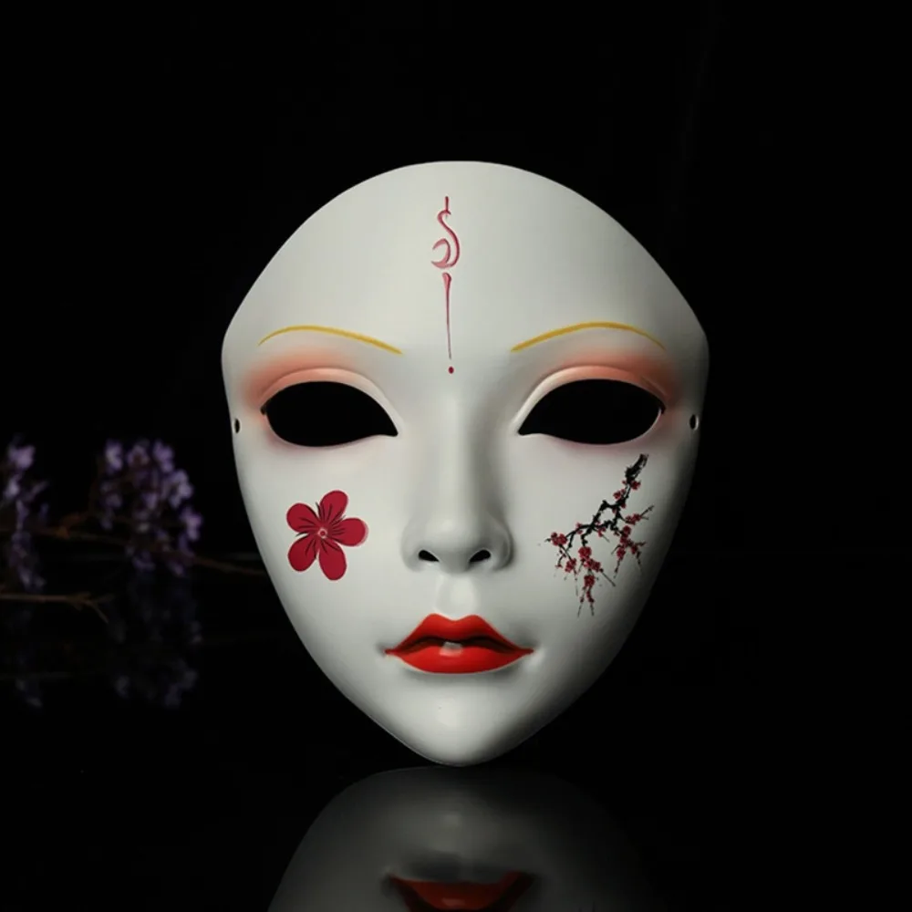 

Creative Full Face Cosplay Geisha Mask Flower Dress Up Hanfu Cosplay Mask Spooky Funny Japanese Mask Toy Show