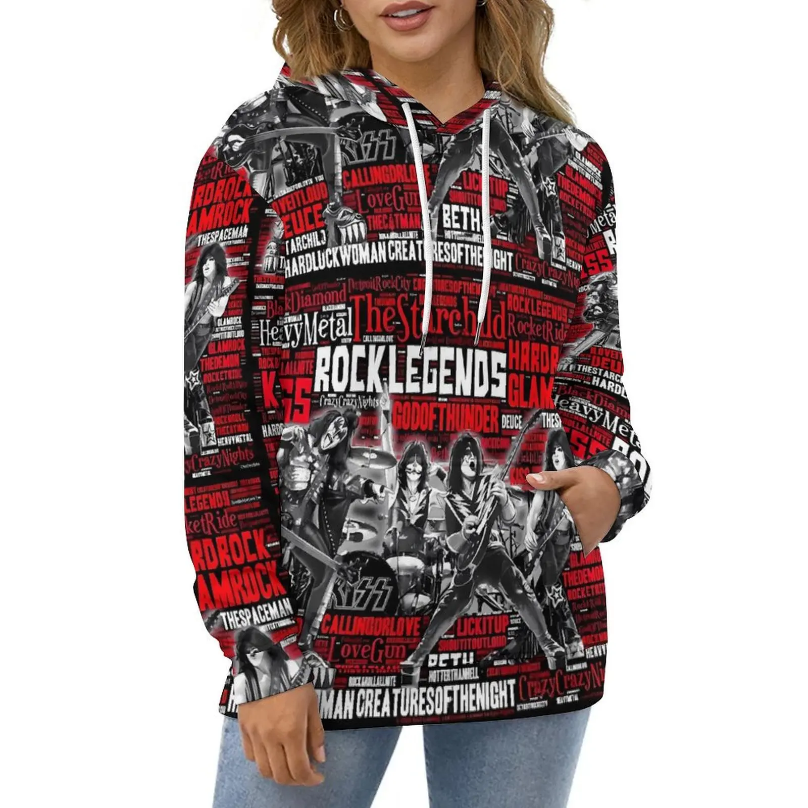 

Kiss Band Casual Hoodies Rock Music Print Aesthetic Hoodie Unisex Long-Sleeve Harajuku Graphic Loose Oversized Sweatshirts