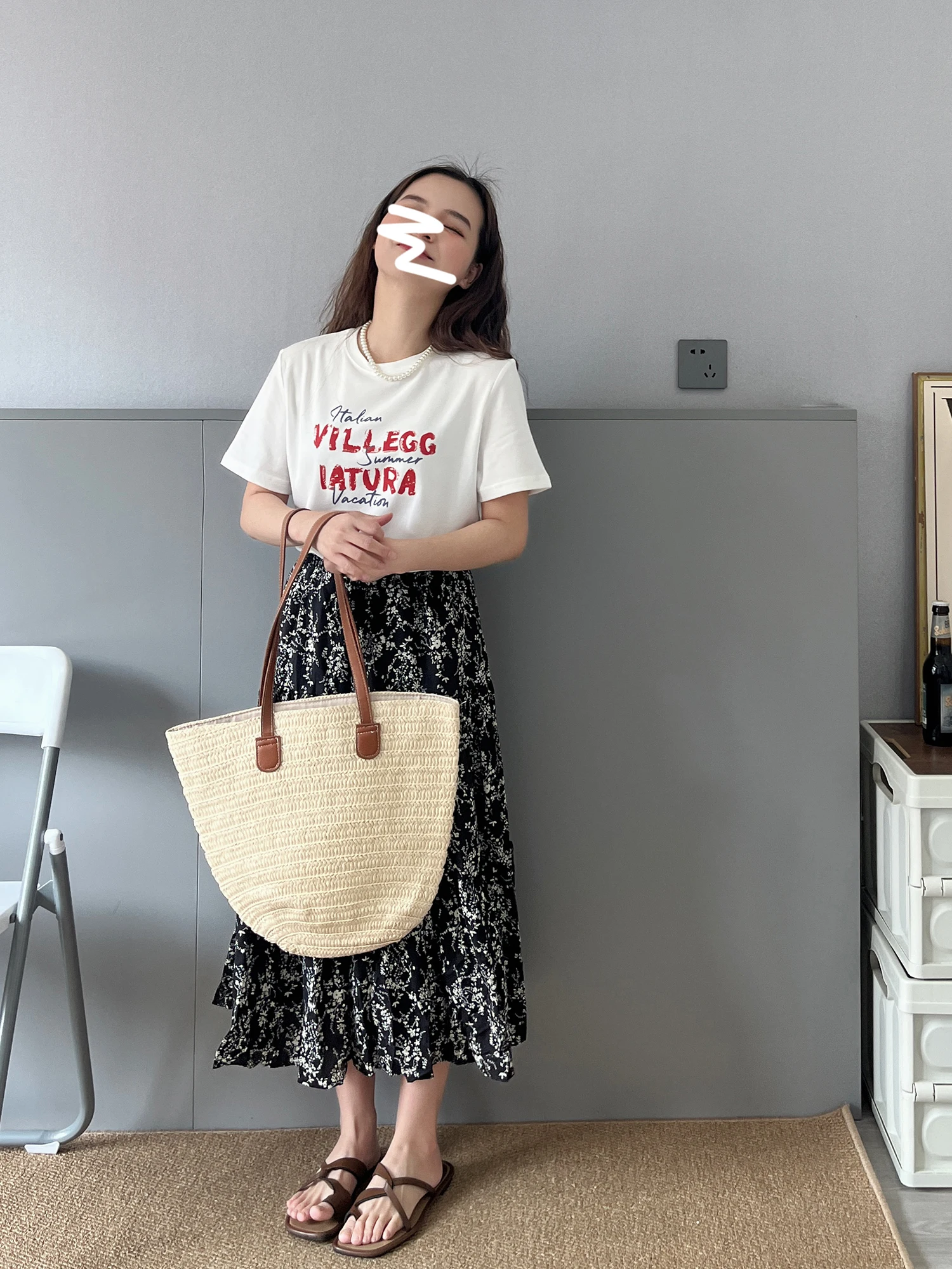 

Юбка А-силуэта с высокой талией и цветочным принтом из шифона Sumui150, весна-лето, короткая, больших размеров, женская, из полиэстера