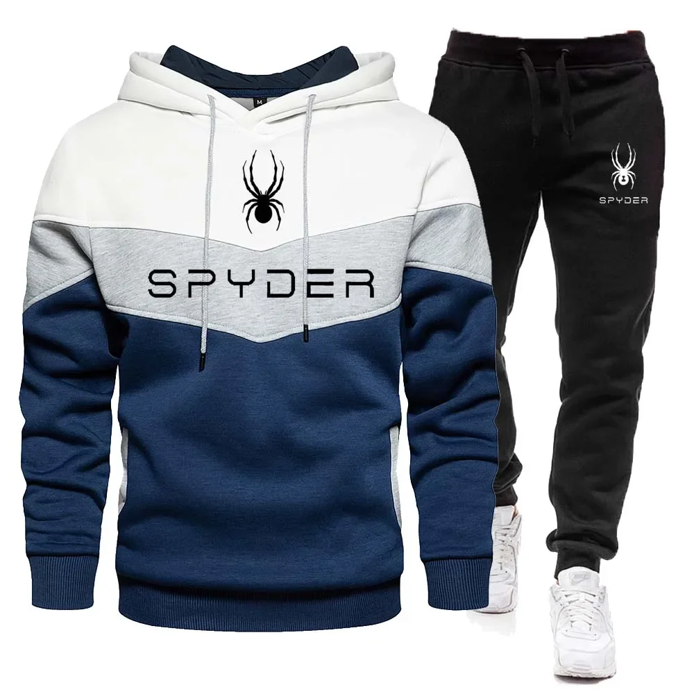 

Autumn and winter men's hooded sweatshirt, sweatshirt and long pants set, casual jogging outdoor loose sportswear 2-piece set