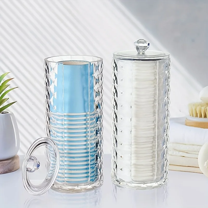 1 Pcs Bathroom Cup Dispenser, Countertop Mouthwash Cup Holder for 3 oz Disposable Paper Cups, Clear Acrylic Diamond Grain Small