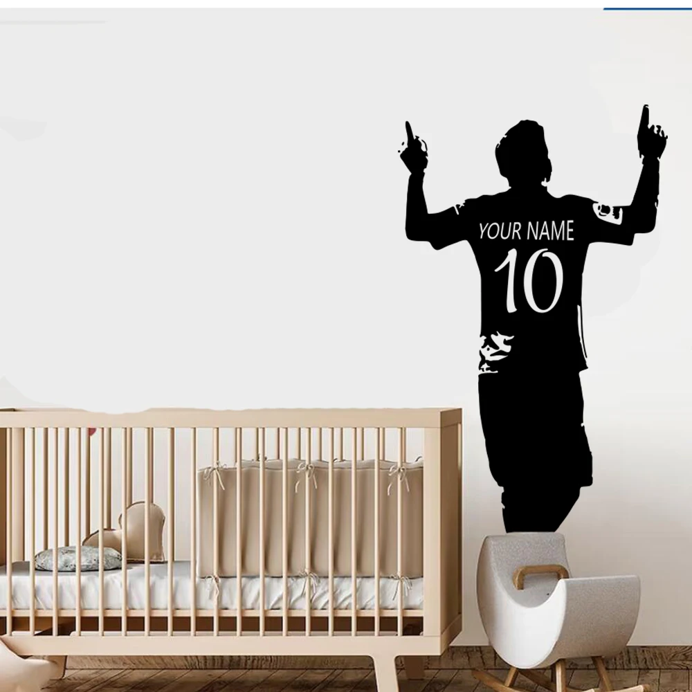 Custom Name Soccer Player Jersey Wall Sticker Decal Children Bedroom Playroom Football Super Star Home Decor