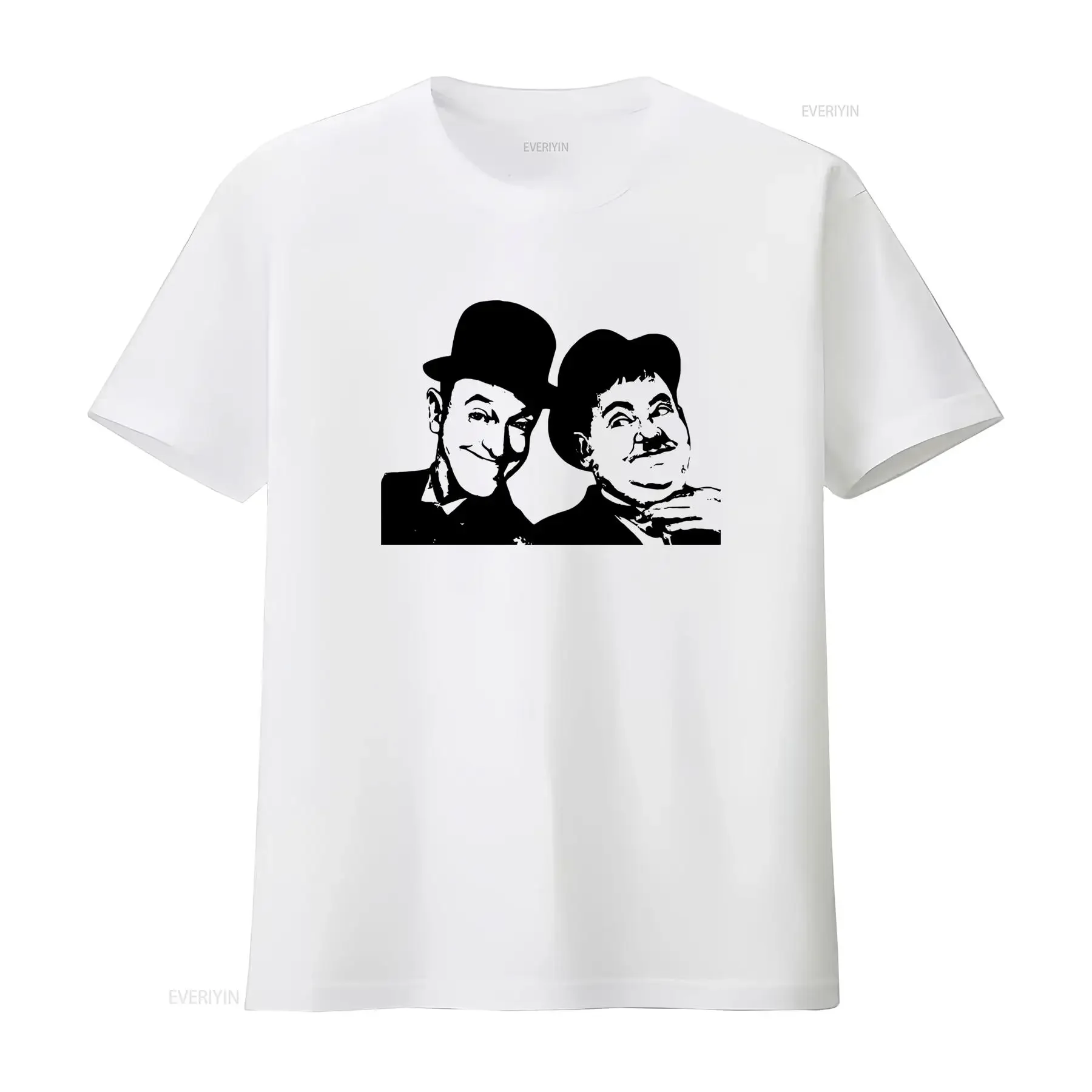 Laurel n Hardy Face Vector Funny Movie Retro Friend Happy T Shirt New Long or s vintage Washed Top For Everyday Wear Soft