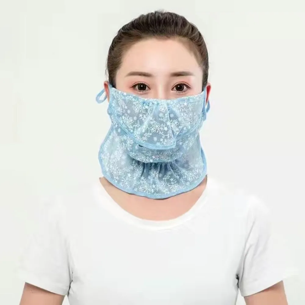 New Breathable Anti-UV Lace Sunscreen Mask Hanging Ear Scarves Mask Face Cover Scarf Cycling Scarf Face Veil Anti-sun Mask