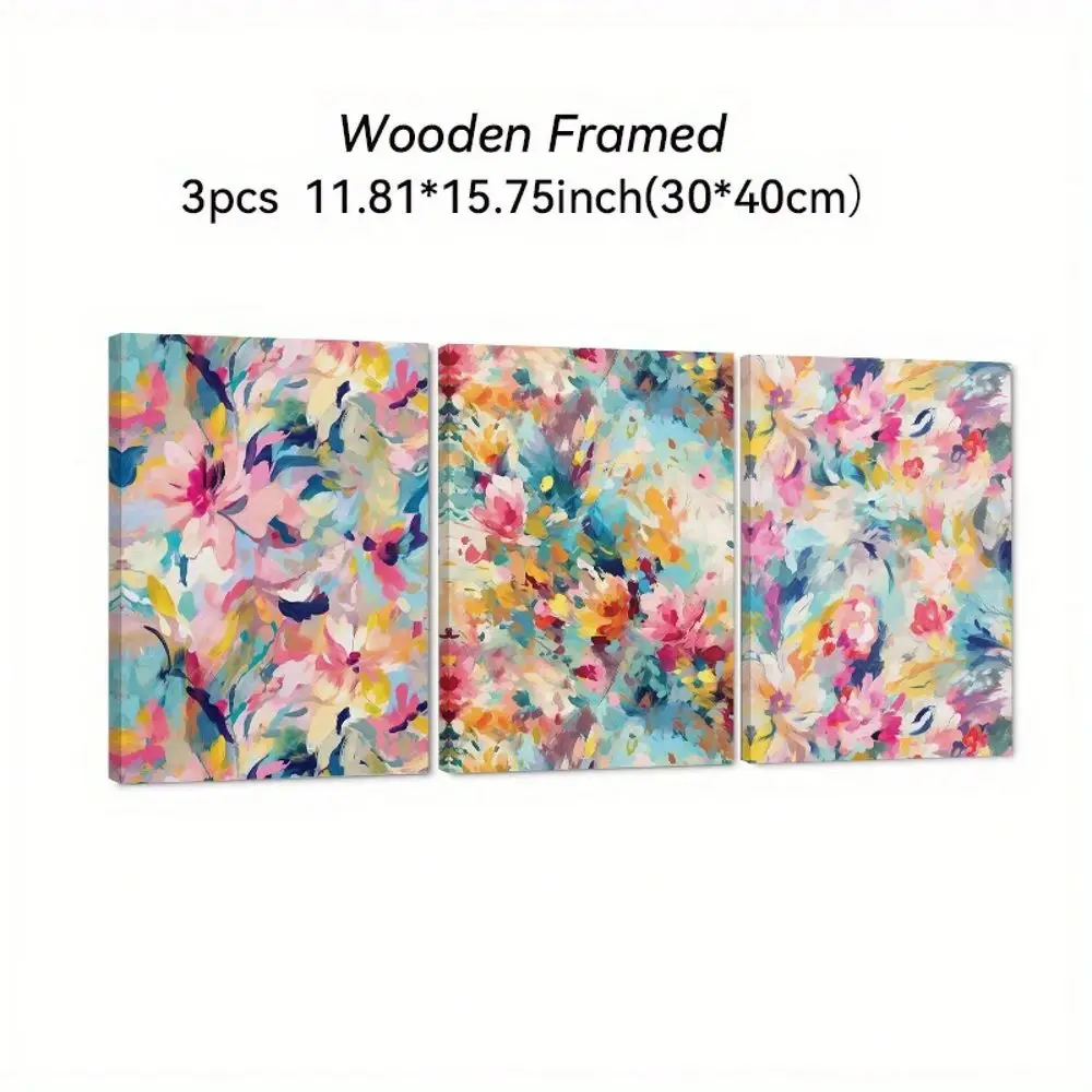 

Modern Abstract Canvas Art, Colorful Wooden Framed Wall Decor, Pine Wood Frame, Hook Mount, Indoor Use For Living Room, Bedroom