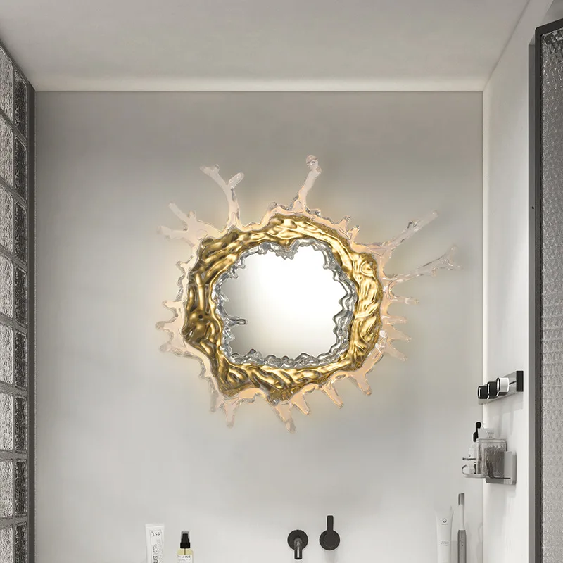 Water Splash Vanity Mirror Lights Living Room Art Wall Background Lighting for Entryway Hotel Villa Ambient Decor