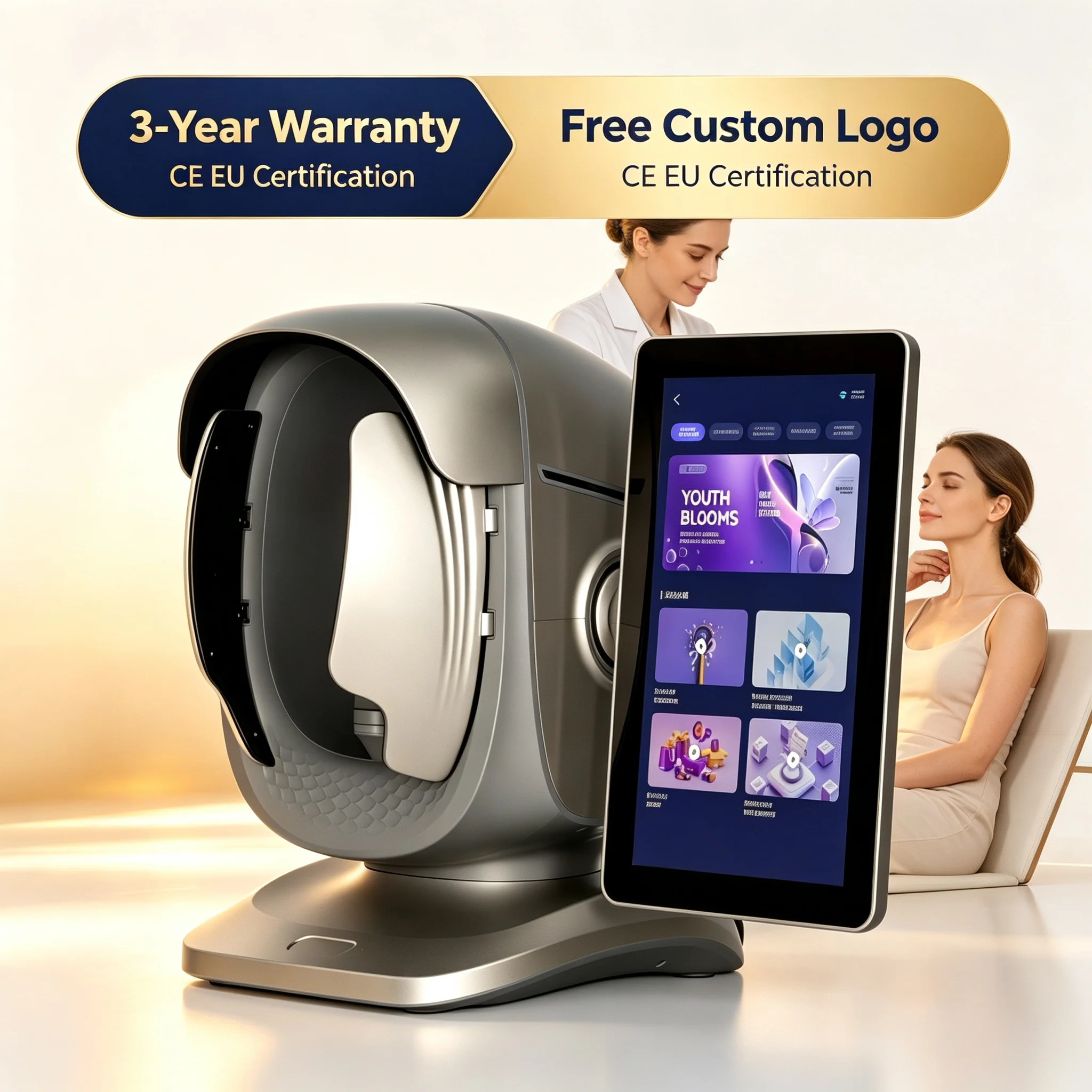 X3 Pro AI Magic Mirror Skin Analyzer 15.6 Inch 3D Facial Scanner 8 Spectrum Skin Scalp Detector Professional Beauty Salon Equipm