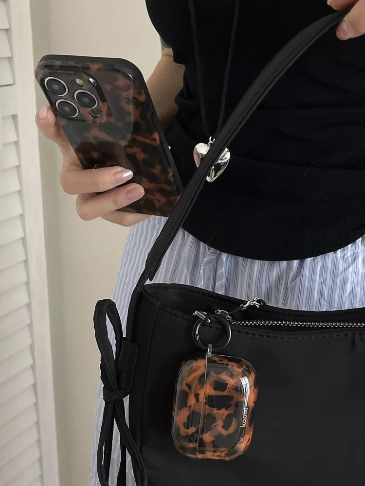 Etui silikonowe Retro bursztynowe Leopard do iphone 15 13 14pro 15 pro max Bezprzewodowe etui na słuchawki Bluetooth do airpods 3 2 pro 2 cover