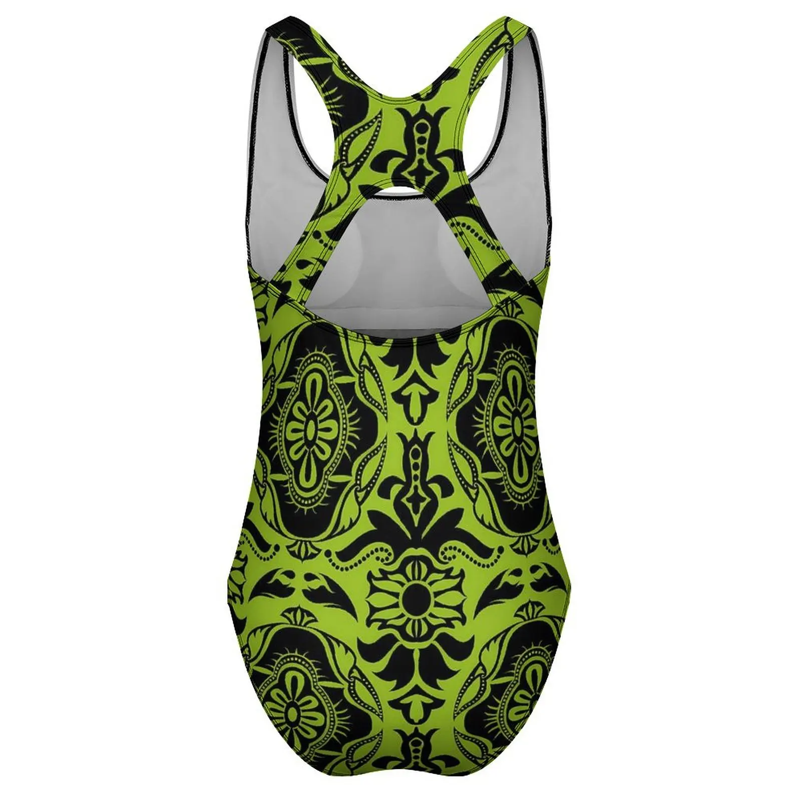 ملابس سباحة دمشقي للهالوين مثيرة باللونين الأخضر والأسود قطعة واحدة ملابس سباحة رافعة للأعلى ملابس شاطئ أنيقة للعطلات