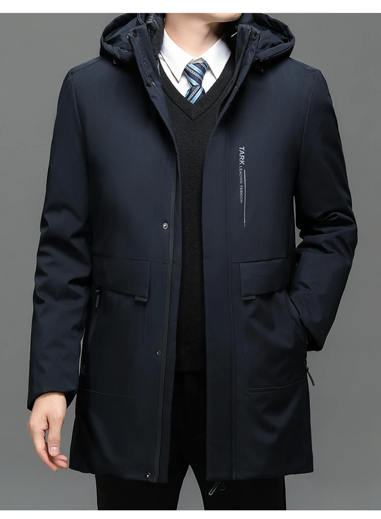 2PC Waterproof Windproof NEW -40 Degrees Top Quality White Duck Down Jacket Business Men Thick Winter Big Hood Collar Warm Parka