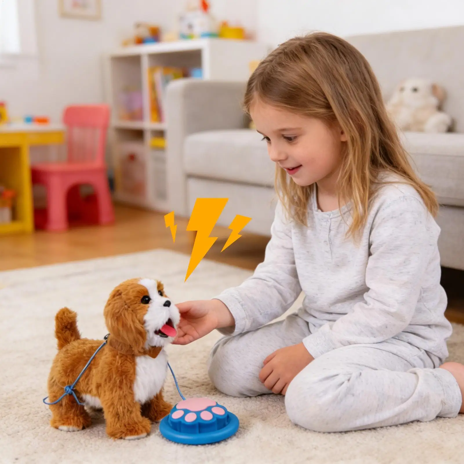 Giocattolo Interattivo Cucciolo di Cane in Peluche, Cane Robot Elettronico che Cammina, Abbaia e Scodinzola, Realistico Cucciolo Robot, Giocattolo Morbido e Carino per Bambini