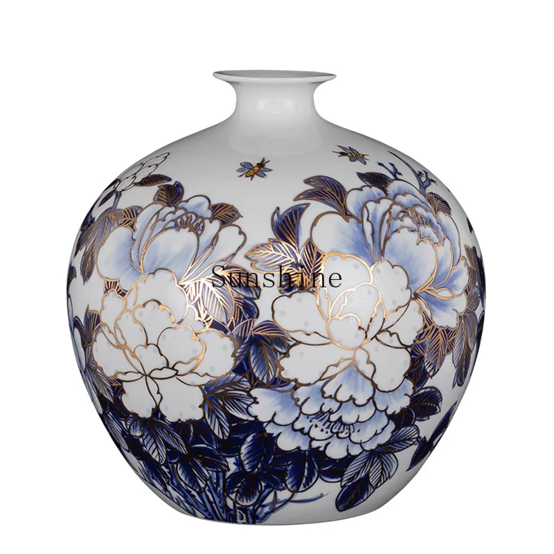 

Ceramic thin tire gold-painted Chinese living room Bogu rack decoration gift box