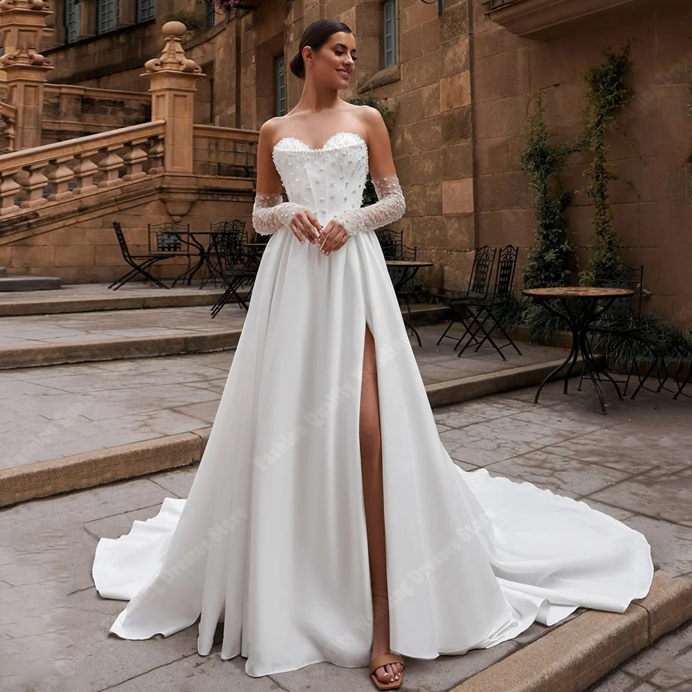 

2025 Charming A-Line Women Wedding Dresses Elegant Sleeveless Bridal Gowns Princess Without Gloves Vestidos De Novias Customized