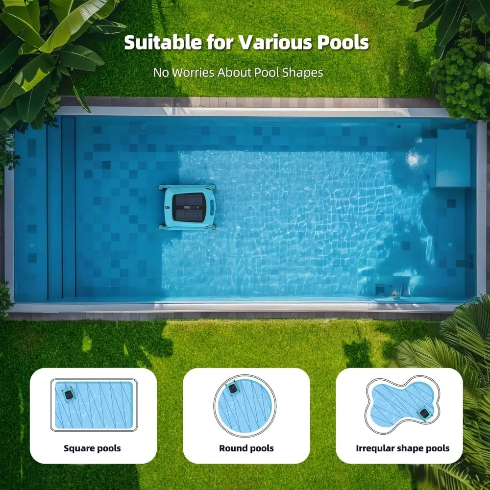 Robot Solar Pool Skimmer Cleaner: Cordless Pool Skimmer Robot automatico per la pulizia della piscina per la compatibilità dell'acqua salata della superficie della piscina