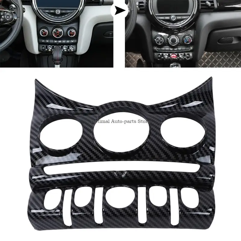 Interior Knob Surround Trim Cover for MINI F55 F56 F57 2014-2024, Carbon Fiber Pattern ABS Frame for the Air Conditioning Panel