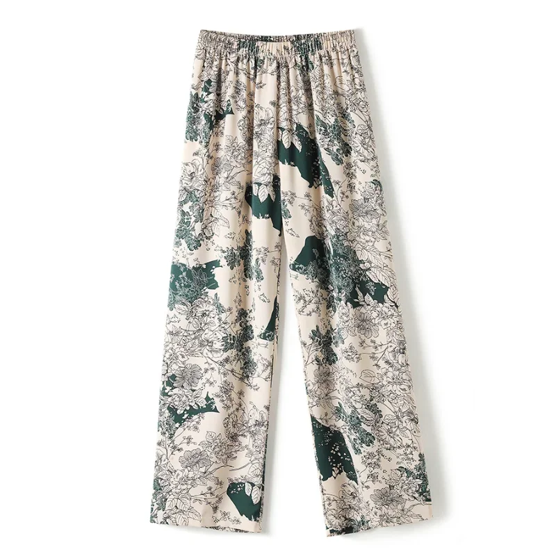 

New Chinese Style Ink Painting Pants Chiffon Ice Cool Casual Pants Women's New Printed Lazy Retro Loose Draped Wide Leg Trousers