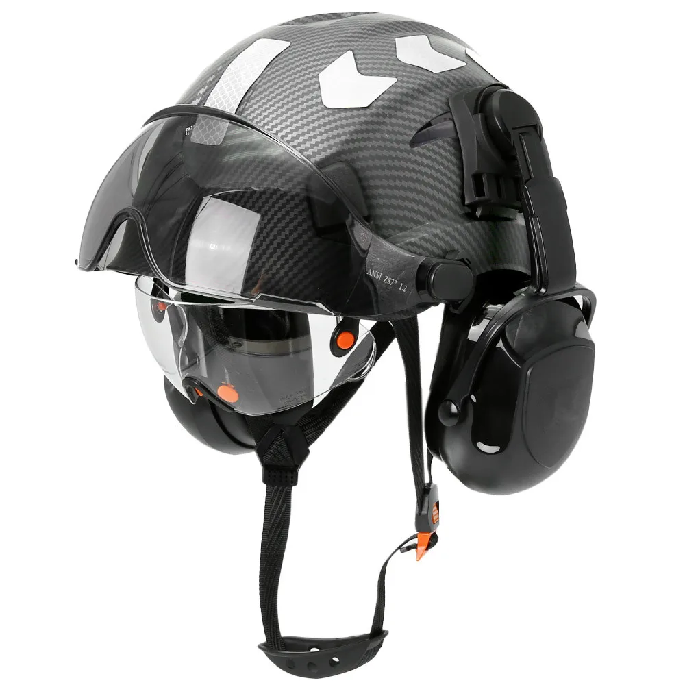 Hot-selling safety helmet with goggles Mining Abs safety earmuffs that can be attached to a helmet Safety helmet