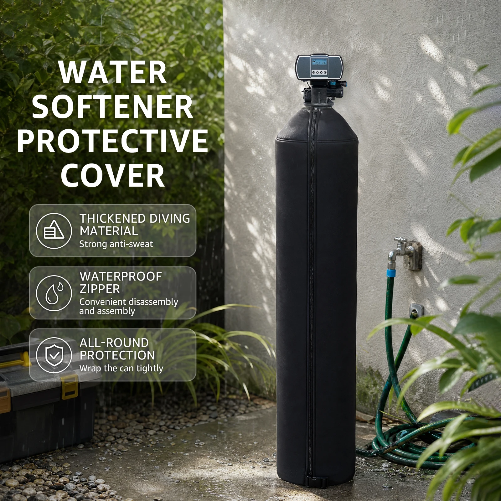 Water Softener Tank Cover Weatherproof Water Softener Insulated Cover with Zipper Water Tank Protector for 10