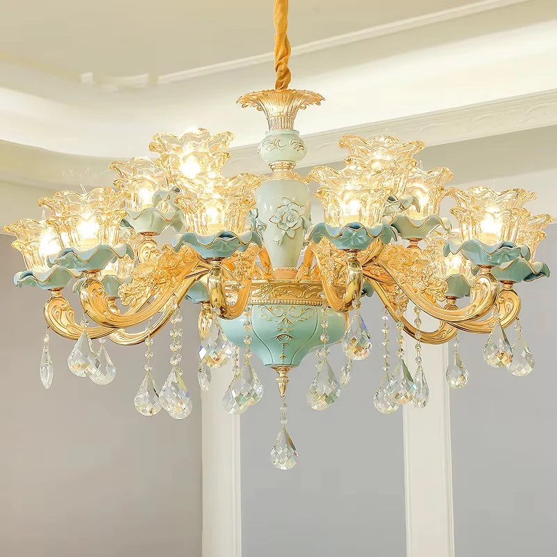 

Ceramic Chandelier Lighting Fixtures Luxury Dining Room led Crystal Pendant Lamp Household Clothing Store Decorative Chandeliers