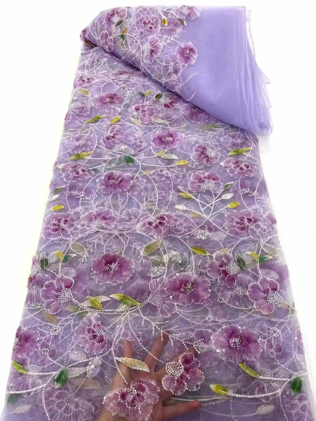 جودة عالية موضة الترتر الأفريقي تول المطرزة العريس أقمشة الدانتيل مطرز أقمشة الدانتيل لفستان الزفاف النيجيري WS