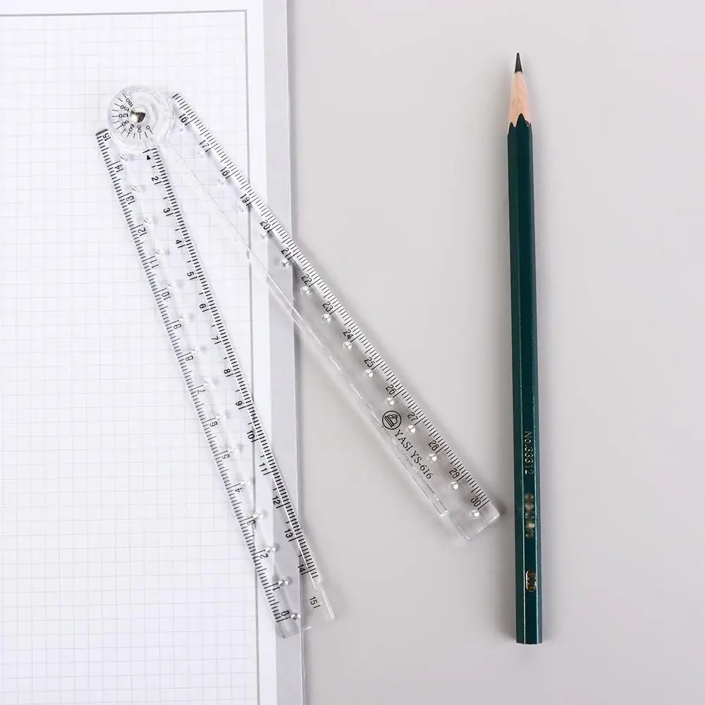 Artist School Office Supplies Angle Measurement Ruler Geometry Measuring Ruler Clear Folding Ruler Design Drawing Ruler