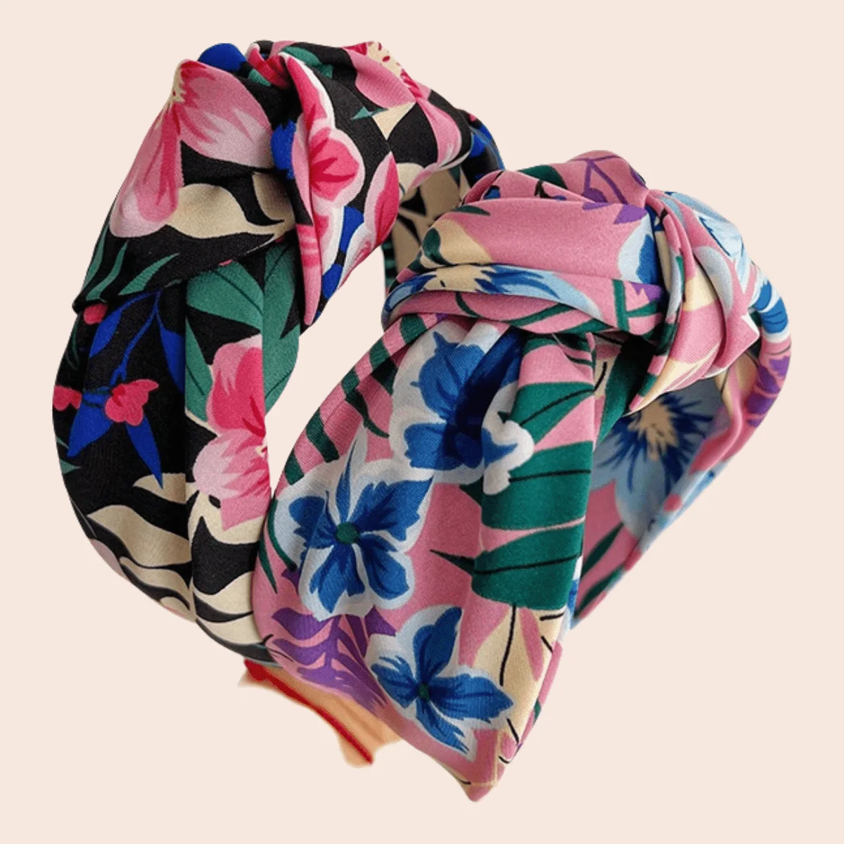 

Knot Art Headband Floral Printed Wide Design Cloth Material Non-Slip for Women Daily Use Makeup Face Wash Hair Accessories