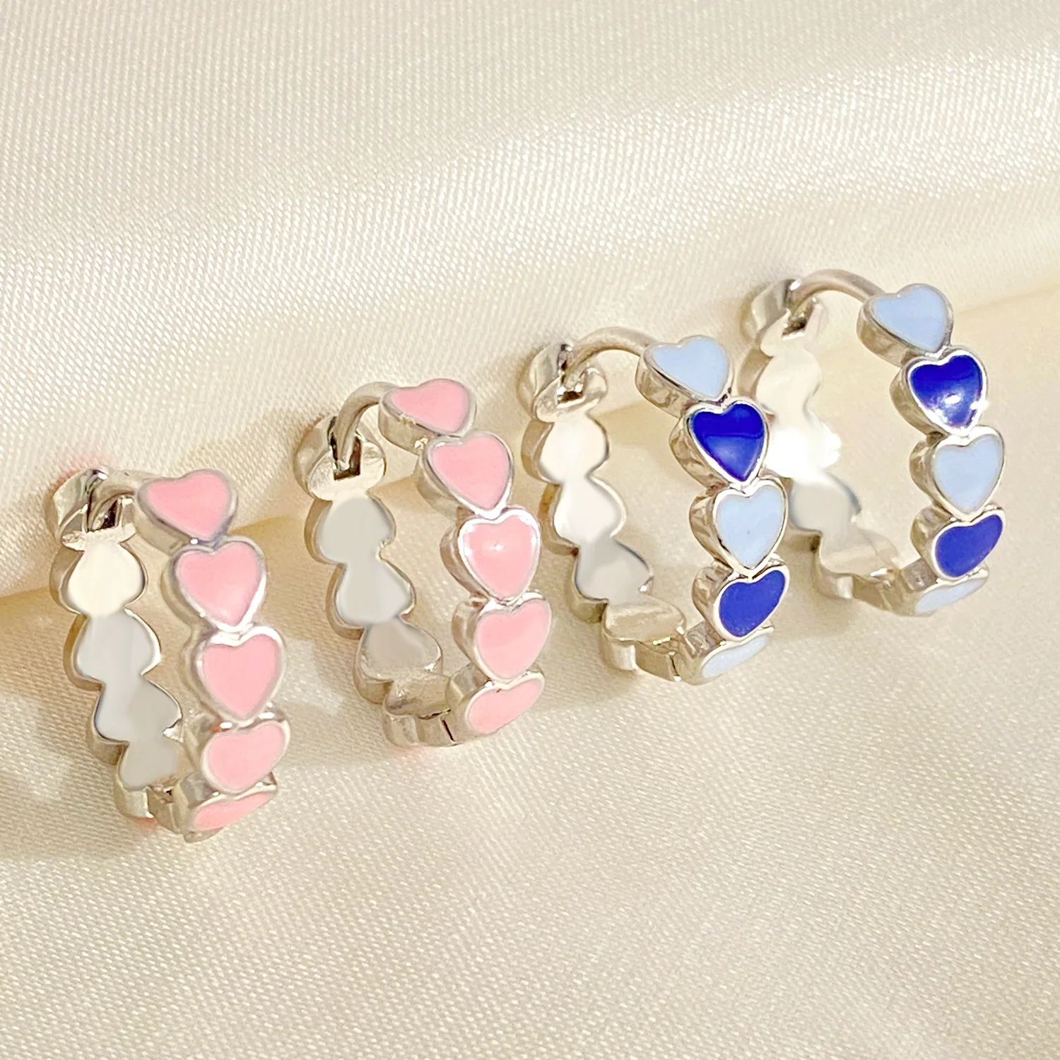 Colorful oil-drip heart earrings for women, trendy on Instagram, sweet and cool, copper texture ear clips, simple spring-summer earrings for girls