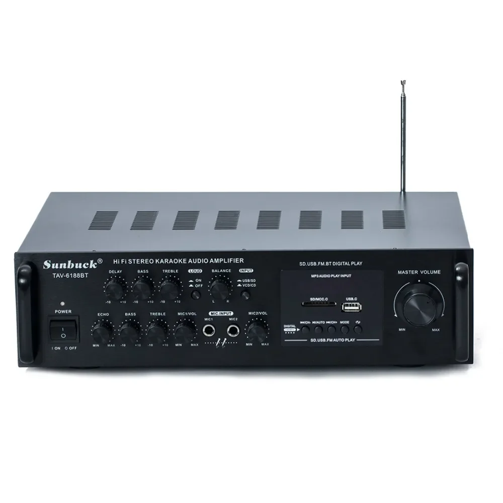 Sunbuck 6188BT 2.1 300W High Power SD USB FM Bluetooth Remote Control AV Amplifier Home Sound Amplifier Audio