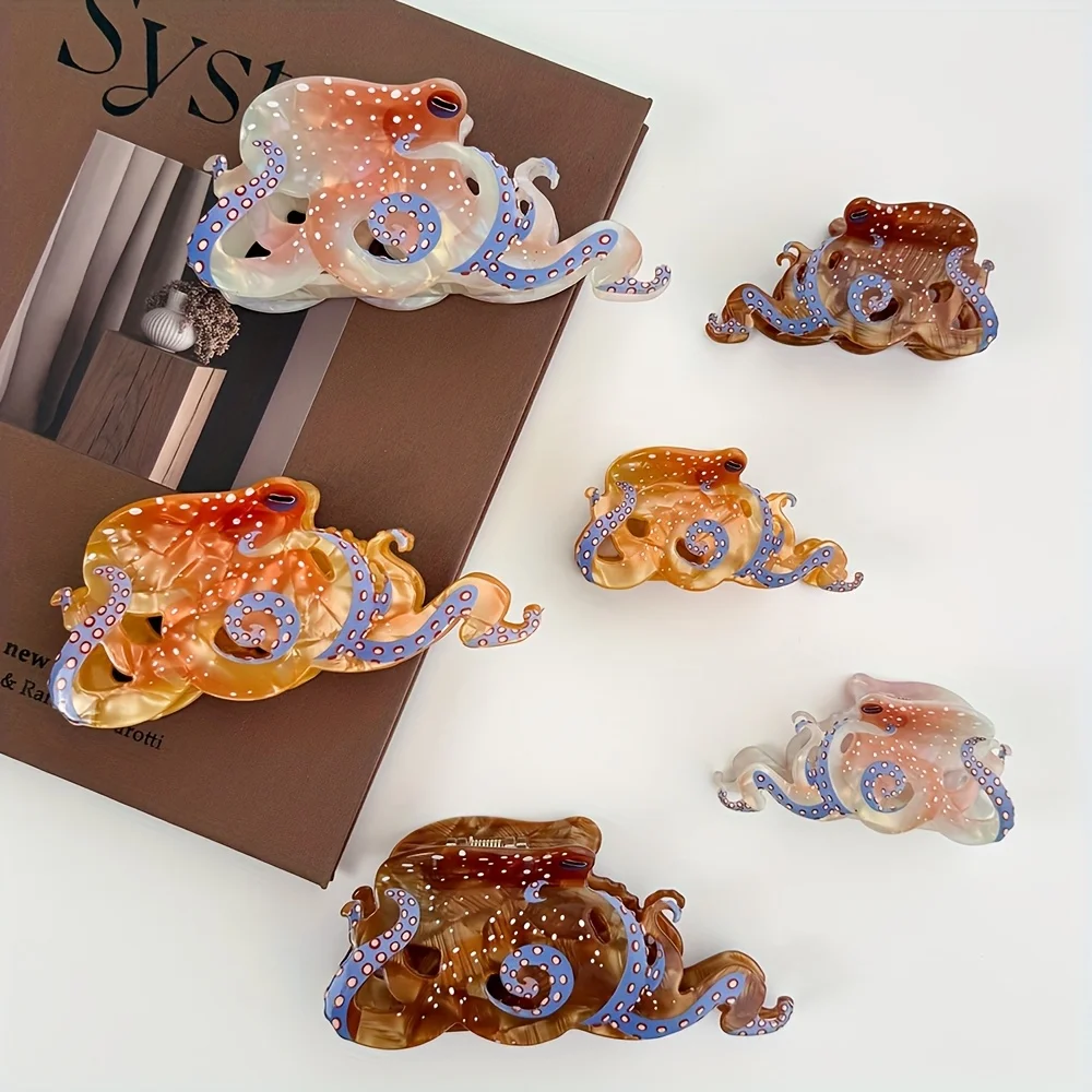 مخلب المحيط الأخطبوط: نمط ترفيهي فريد من نوعه، مصنوع يدويًا من مادة الأسيتات عالية الجودة، مما يجسم الموضة والاتجاه.