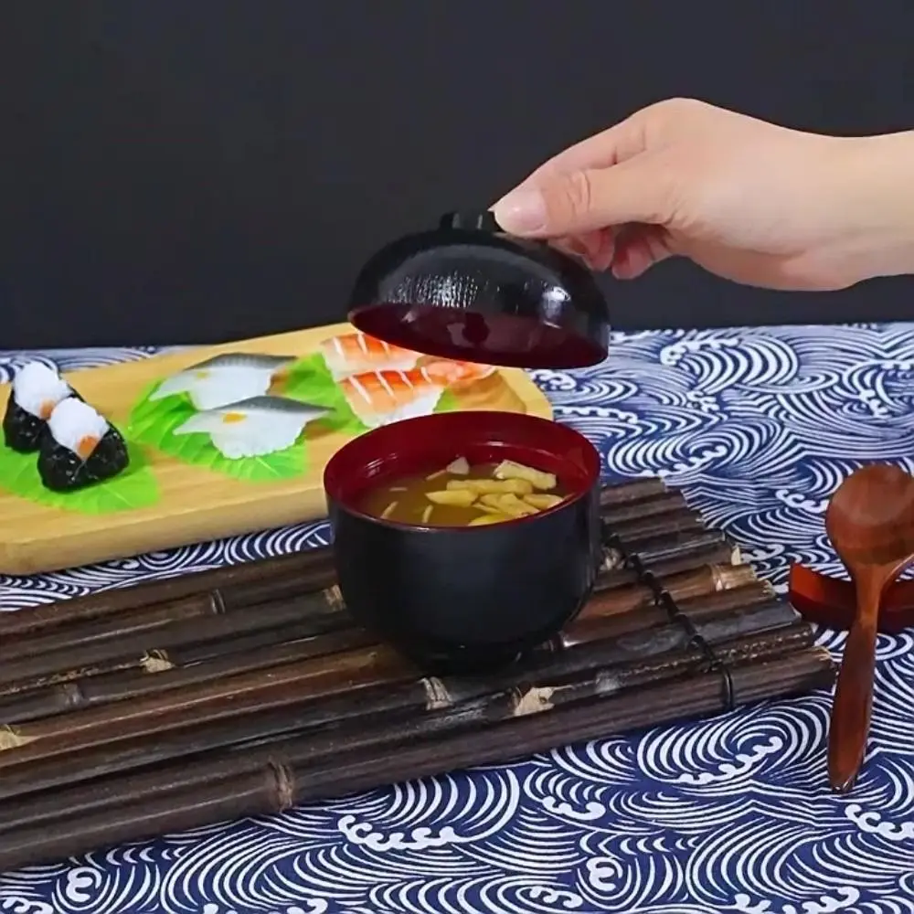 New With Lid Miso Soup Bowl Soup Container Maple Leaf Soup Bowl with Lid Double Color Japanese Flower Bowl Dining Accessories