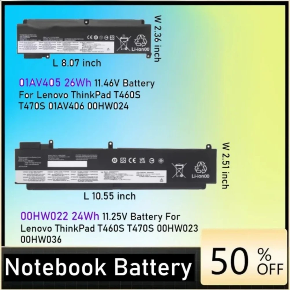 

00HW022 01AV405 Laptop Battery for Lenovo Thinkpad T460s T470s Notebook 01AV406 01AV407 01AV408 00HW023 00HW036 SB10F46462