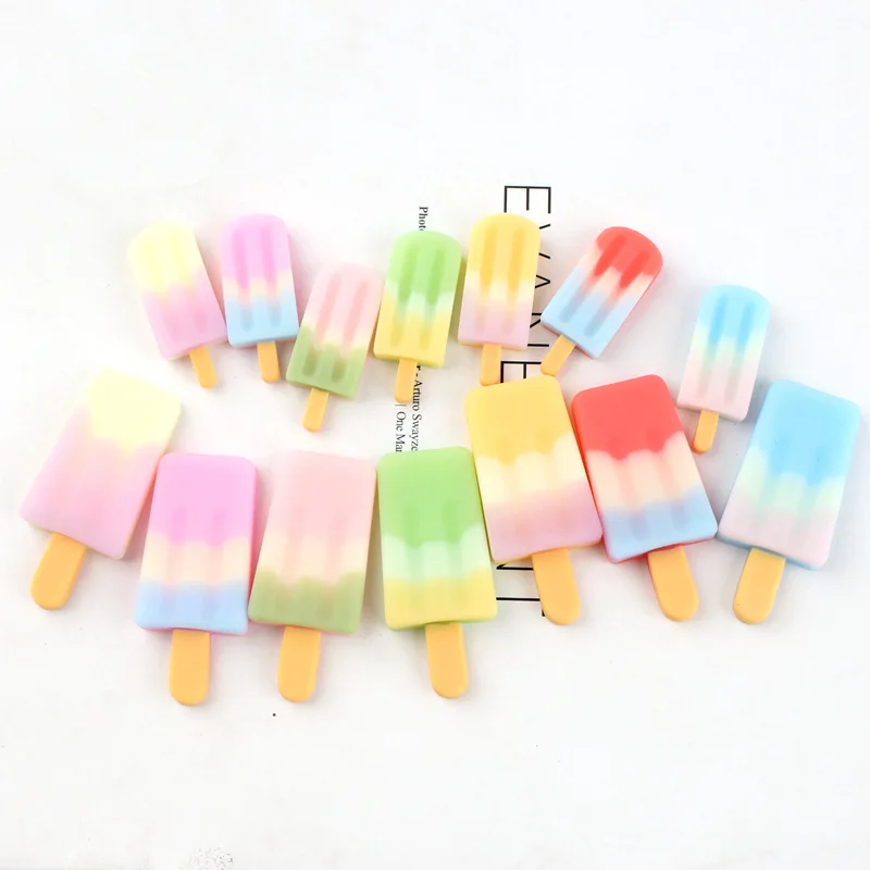 20Pcs Kawaii Colorful Ice cream Resin Flatback Cabochon Scrapbooking DIY Phone Decor Home Figurine Crafts Embellishment