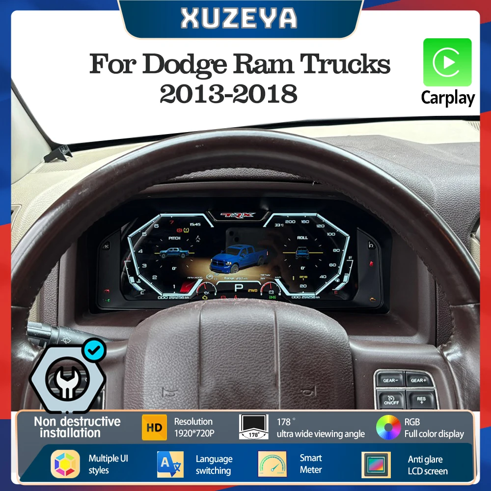 Digital Instrument Cluster For Dodge Ram Trucks 2012-2018 Virtual Cockpit Odometer Speedometer Counter Dashboard CarPlay