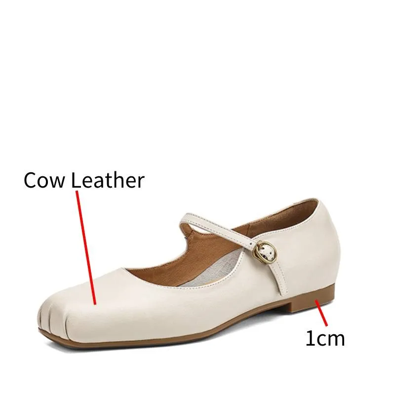 Dilalula 2025 Newest Spring Genuine Lether Flat Heels Mary Jane Shoes Young Women Round Toe Buckle Casual Flats Girls Walk Shoes