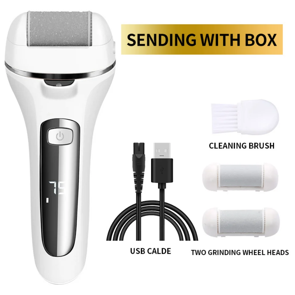 Exfoliating Grinder USB LED Pedicure Tools Foot Sandpaper File for Heel Professional Foot Care Tool Dead Skin Callus Remover