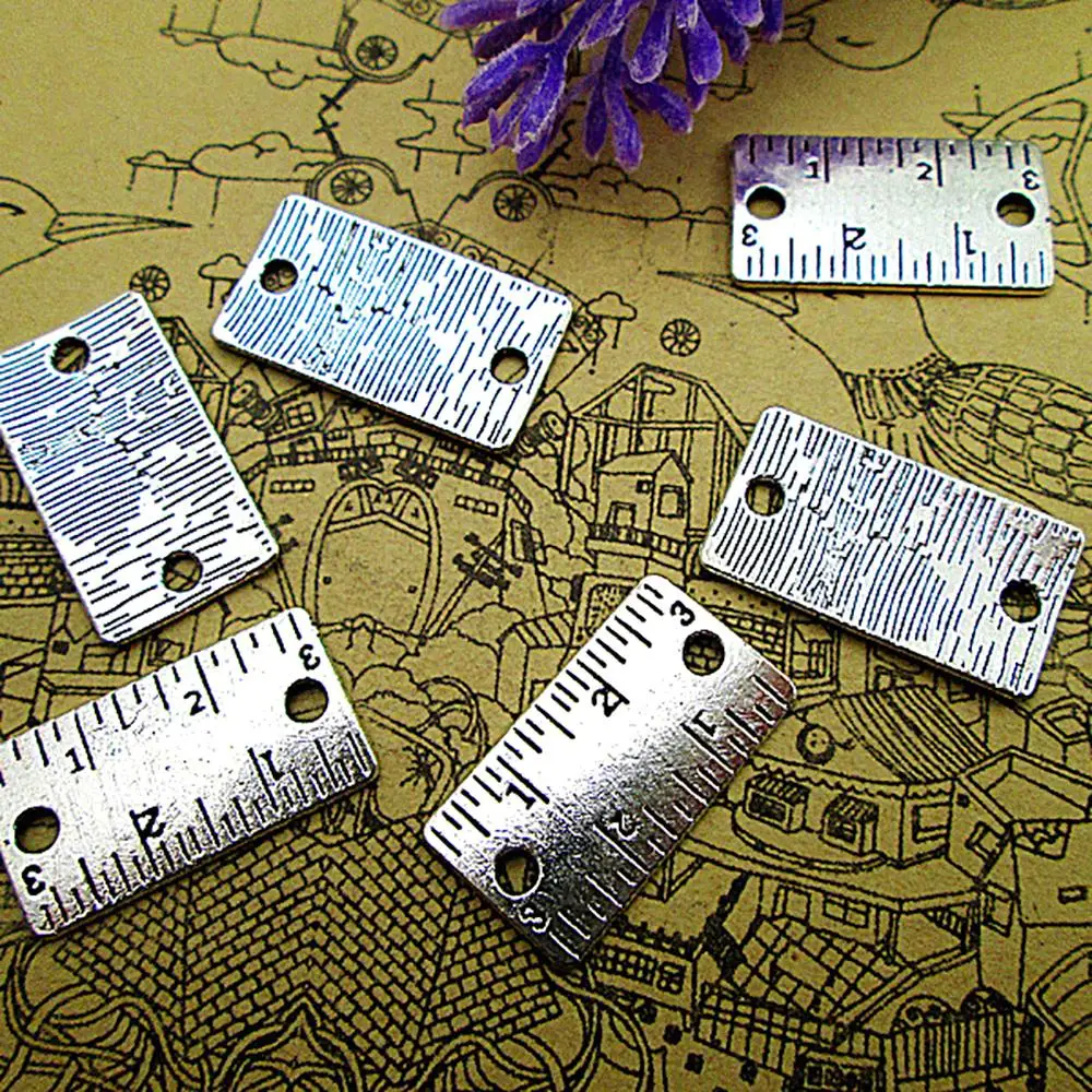 

80pcs--12x22mm Ruler Charms For Jewelry Making Diy Findings Antique Silver Color Alloy Pendants